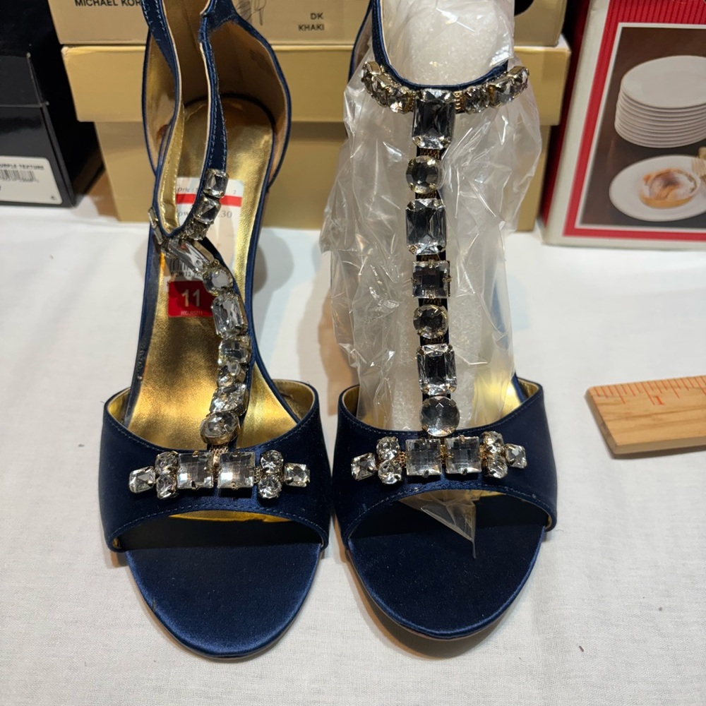 Nine West Midnight Blue Velvet Stilettos